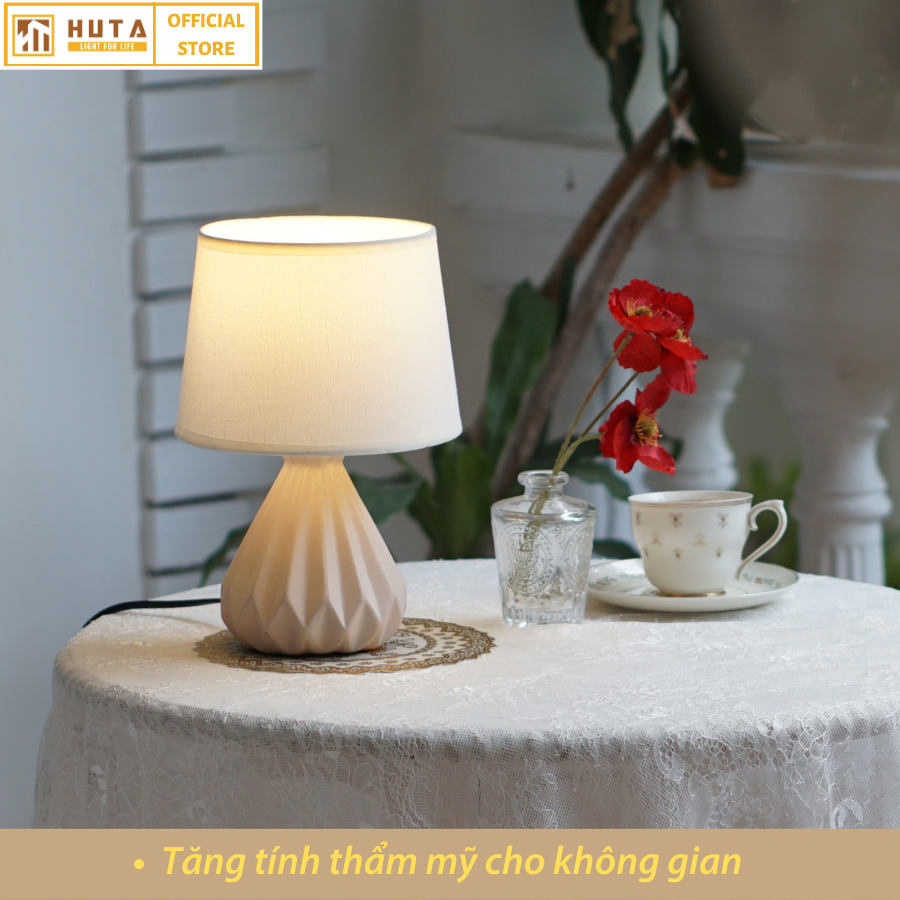 Đèn Ngủ Gốm Sứ HUTA Light For Life S13 Decor Phòng Ngủ, Điều Chỉnh Độ Sáng, Bóng Led Sáng Vàng Tiết Kiệm Điện