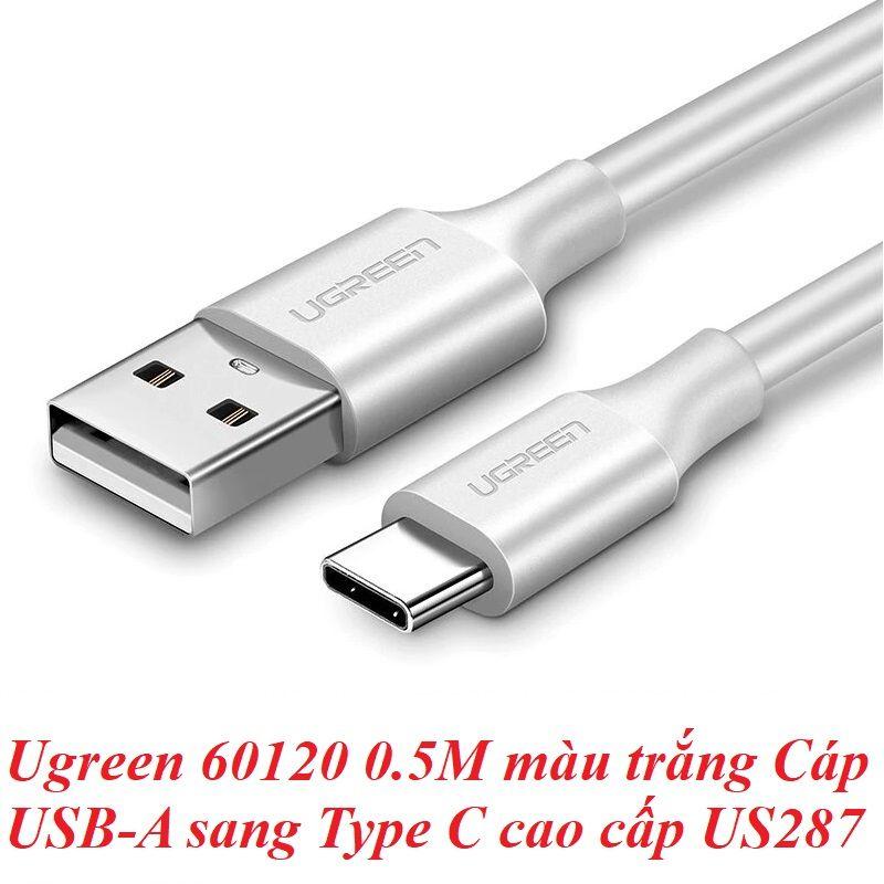 Ugreen UG60120US287TK 0.5M màu trắng Cáp USB-A sang Type C cao cấp - HÀNG CHÍNH HÃNG