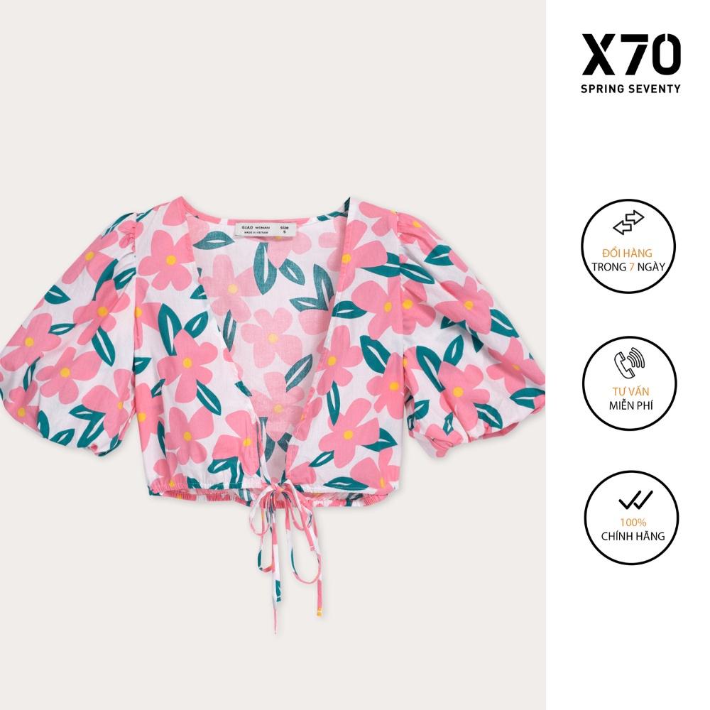 Áo Croptop Kiểu Nữ Trơn Thiết Kế Tay Phồng Kiểu Dáng Thắt Dây Eo Thời Trang X70 - 00560024
