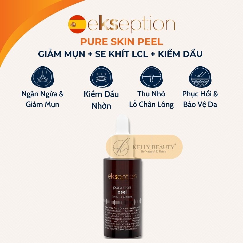 ekseption Pure Skin Peel - Cải Thiện Tình Trạng Mụn; Kiềm Dầu, Se Lỗ Chân Lông, Mềm Mịn Da - Kelly Beauty