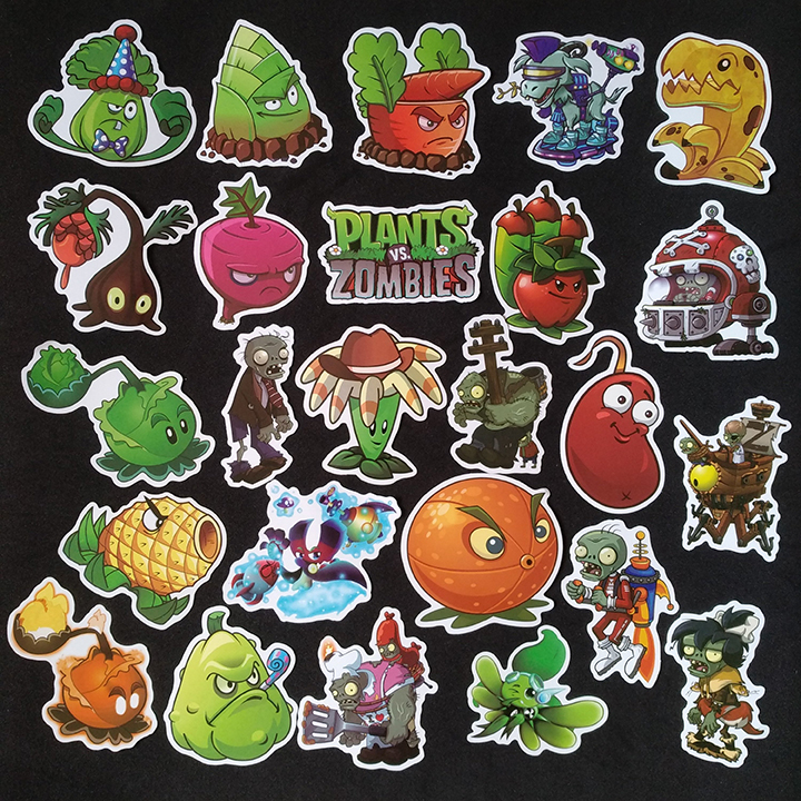 Bộ Sticker dán cao cấp chủ đề PLANTS VS ZOMBIES - Dùng dán Xe, dán mũ bảo hiểm, dán Laptop