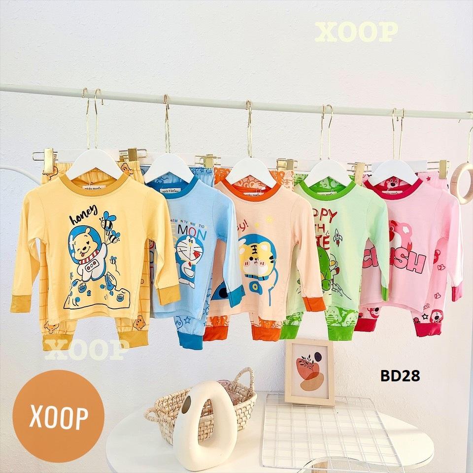 Bộ dài tay chất thun lạnh - Bộ dài tay hang Minky Mom in họa tiết Gấu Crush cho bé (9-19kg) BD28