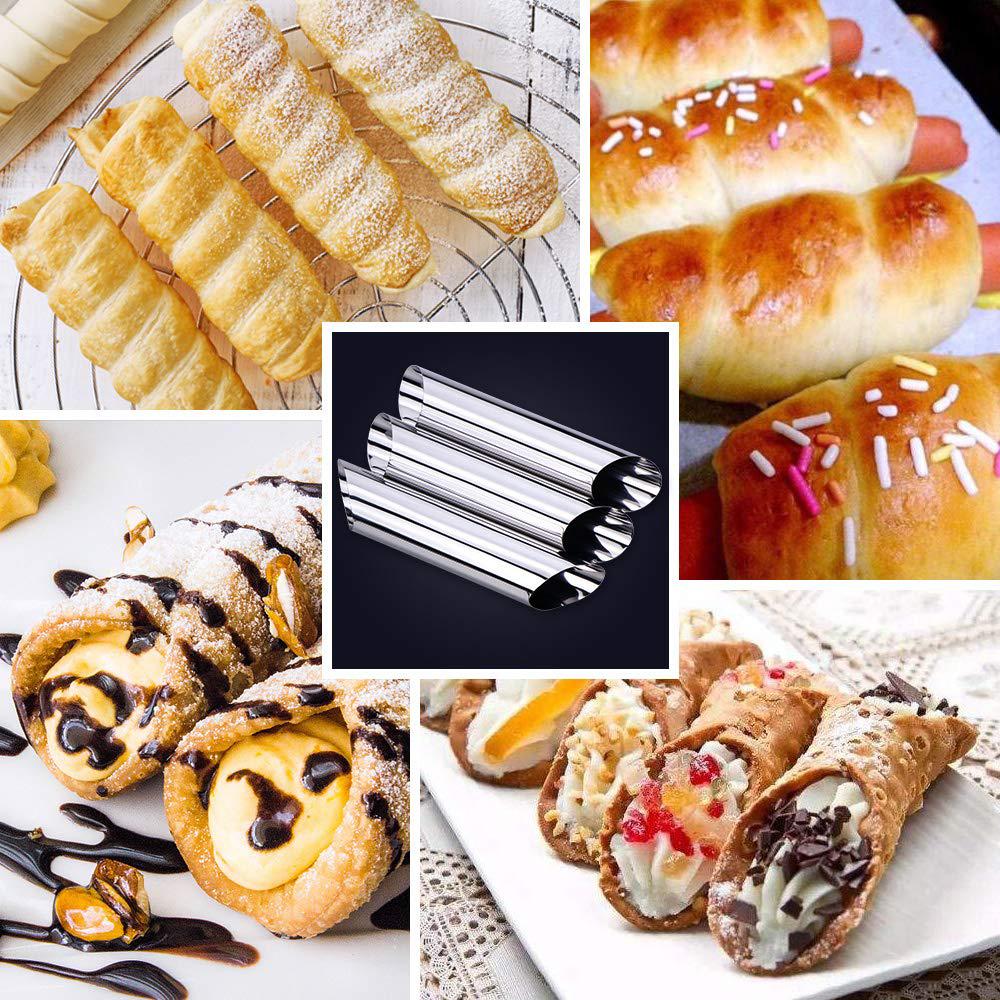 15/30 Chiếc Đồng Hồ Thép Không Gỉ Bánh Cannoli Dạng Bánh Sừng Bò Bánh Ngọt Khuôn Nướng Bánh Bánh Ống Kem Sừng Khuôn Mẫu Trang Trí Bếp Phụ Kiện