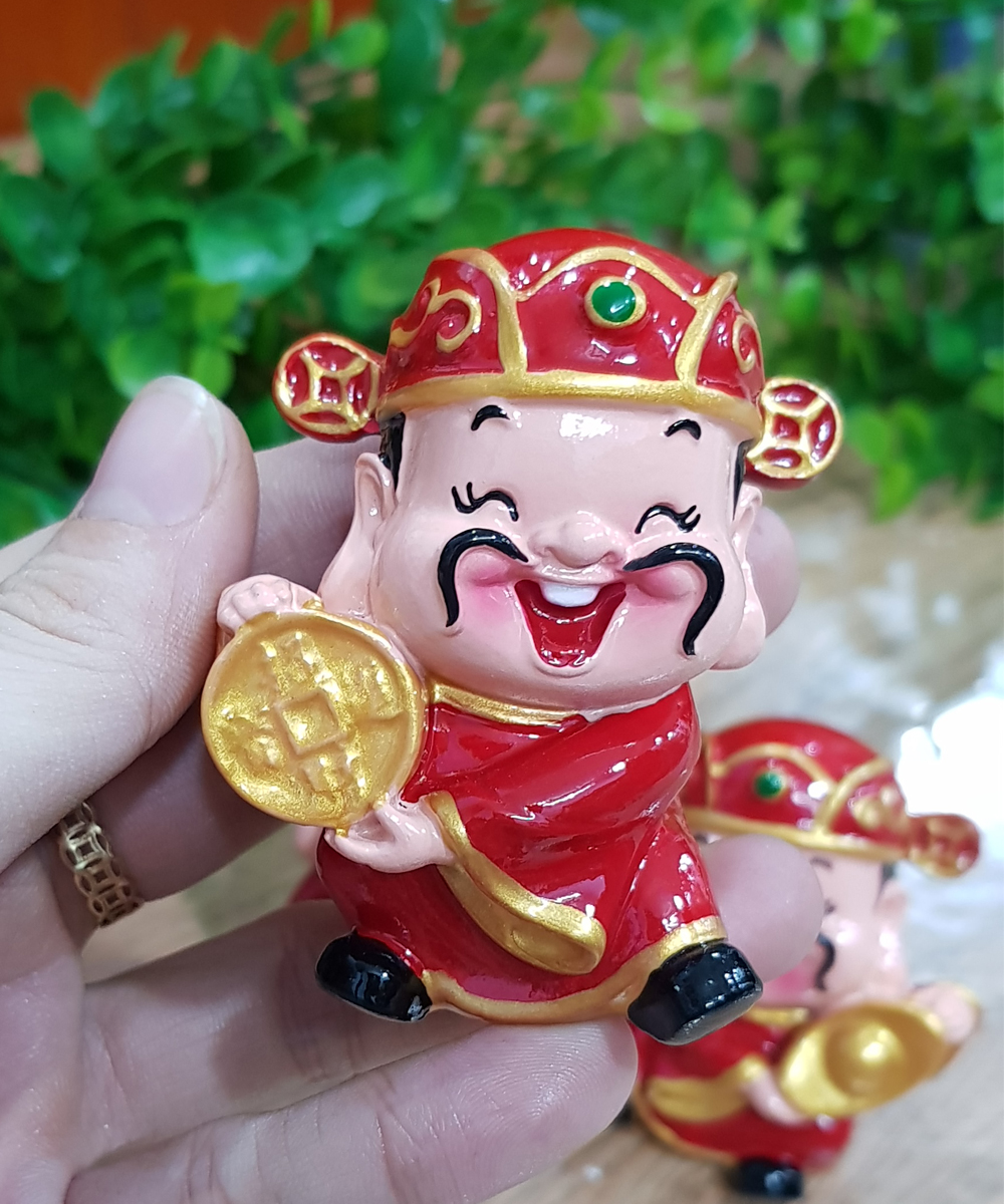 Bộ 03 tượng chibi Thần Tài 6cm kèm chân đế giả đá size nhỏ