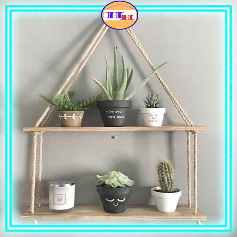 Kệ gỗ treo tường dây thừng nhiều kích thước