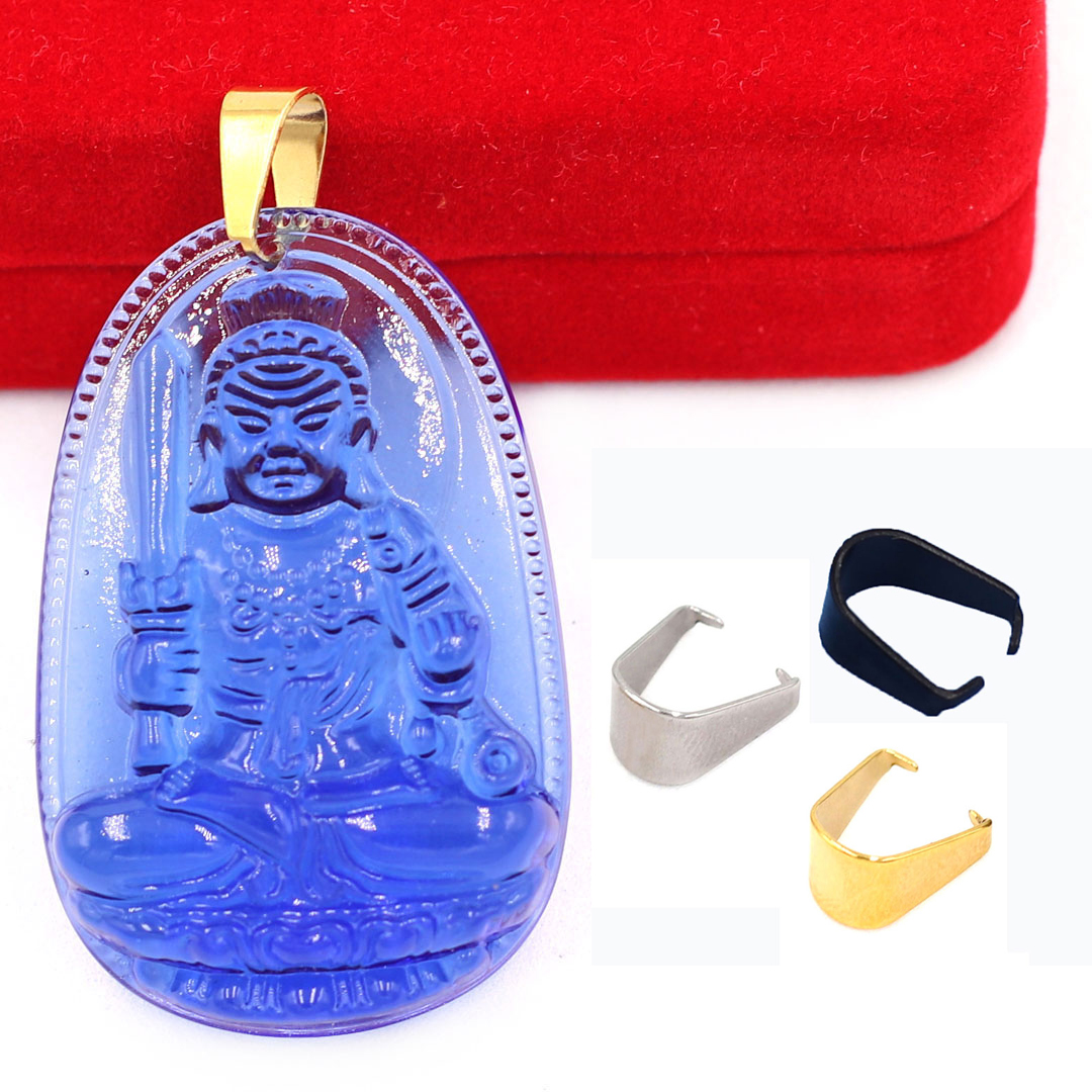 Mặt Dây Chuyền Phật Bất Động Minh Vương Đá Pha Lê Xanh Dương Size Nhỏ 3.6cm & Size Lớn 5cm- Tặng Kèm Móc Inox - Phong Thủy 868 - May Mắn - Bình An