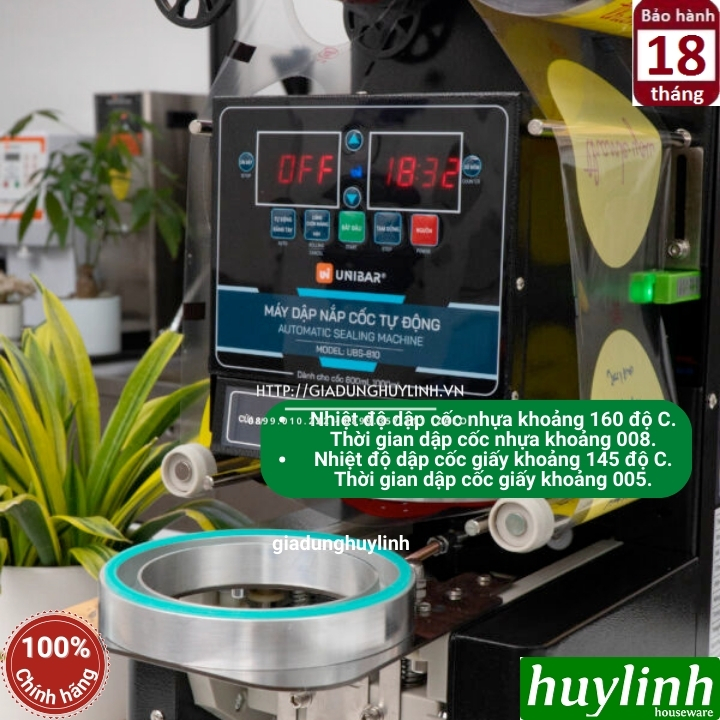 Máy dập nắp cốc tự động Unibar UBS-810 - Máy ép miệng ly 1000ml - Hàng chính hãng