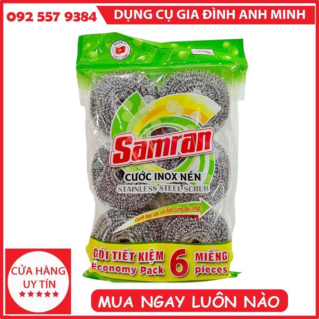 Combo gói 6 miếng cước rửa chén  inox samran - cước rửa chén - miếng rửa chén - bùi nhùi inox  - bùi nhùi rửa chén