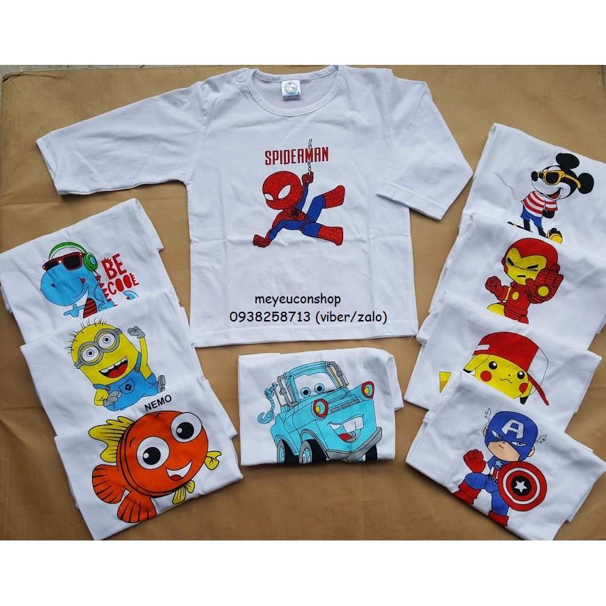 ÁO CÀI VAI DÀI TAY COTTON TRẮNG IN HÌNH CHO BÉ - BIBO KIM THU