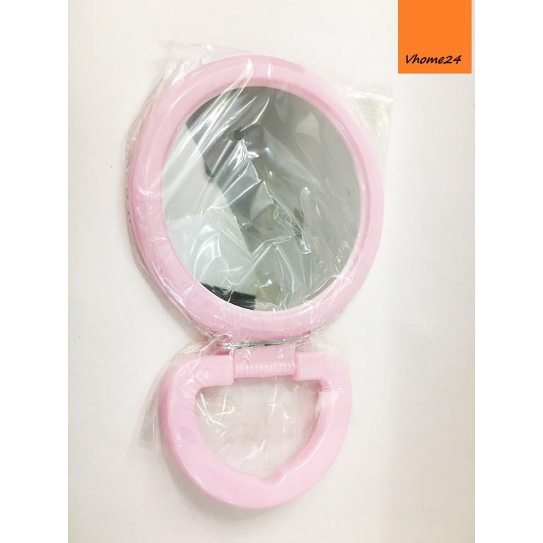 Gương tròn cầm tay chân gập đa năng