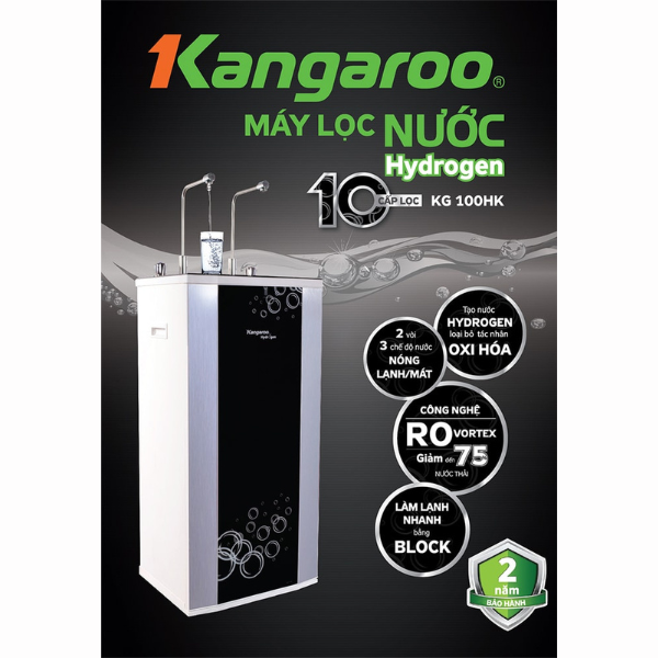 Máy lọc nước nóng lạnh Kangaroo Hydrogen 2 Vòi KG100HK - Hàng chính hãng