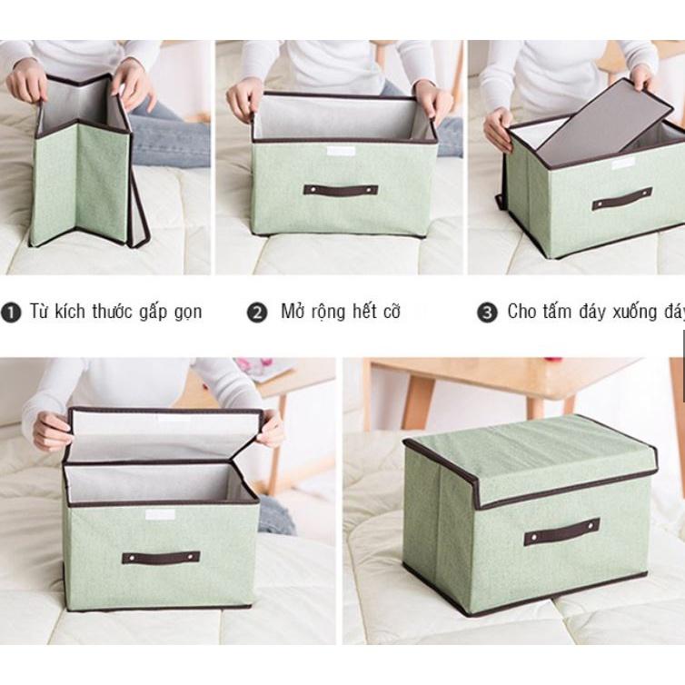 2 Túi hộp đựng quần áo đồ lót đồ chơi bằng vải cứng có nắp