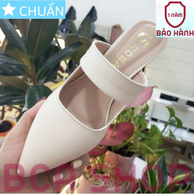 Giày cao gót nữ 8p RO466 ROSATA tại BCASHOP bít mũi, hở gót, gót trụ cùng màu thân - màu trắng kem