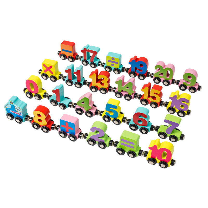 Đồ chơi đoàn tàu chữ cái nam châm/đoàn tàu chữ số nam châm bằng gỗ - Đồ chơi thông minh cho bé