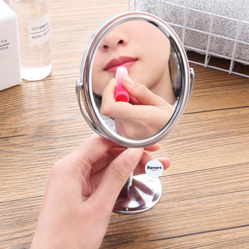 Gương 2 Mặt Mini Để Bàn Xoay 360º Phóng To Gương Trang Điểm Hamart Gương MakeUp Xinh Đẹp