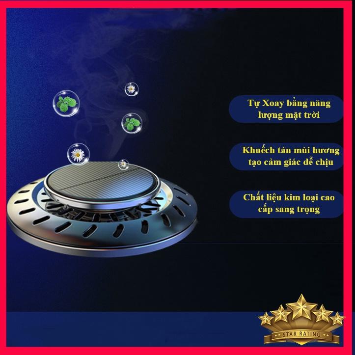 Nước Hoa Mini Ô Tô Ruffo Mô Hình Đĩa Bay UFO Xoay Năng Lượng Mặt Trời Tặng Miếng Gỗ Thơm Và 2 Lọ Tinh Dầu Xe Hơi Cao Cấp