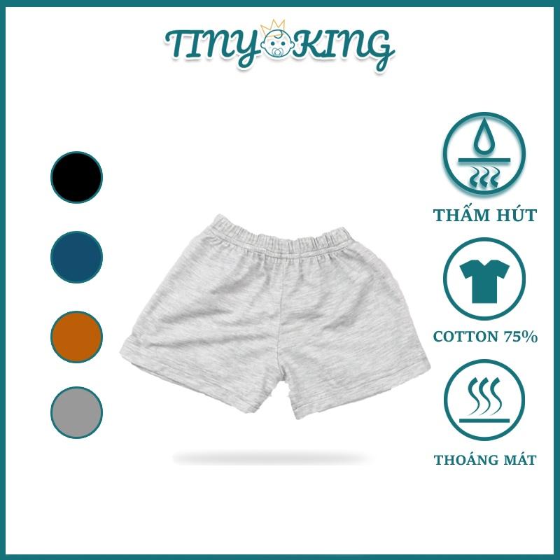 Quần short đùi cho bé trai, bé gái TINY KING màu trơn cotton thoải mái mát mẻ