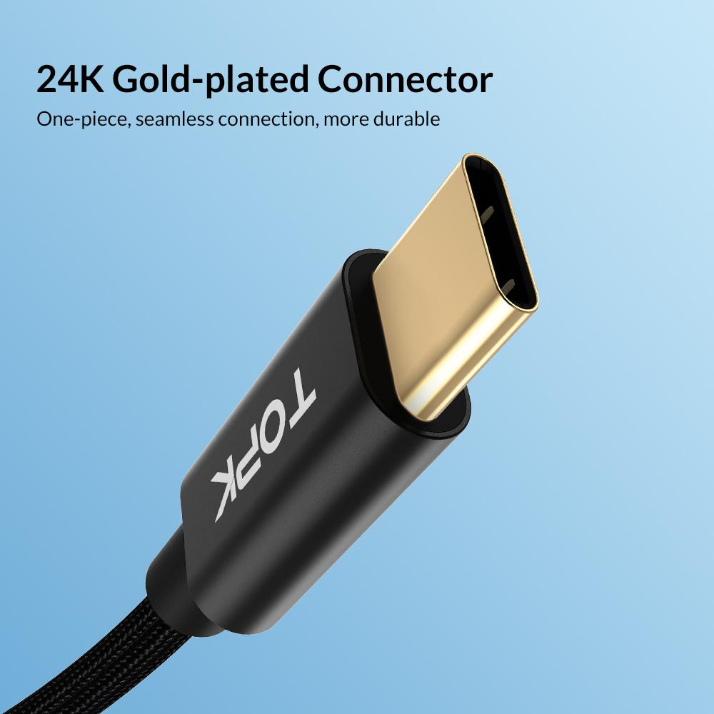 [HÀNG CHÍNH HÃNG] Cáp Sạc Nhanh TOPK AN80 3A PD QC3.0 USB C -Type C Cho Samsung Galaxy S10 S9 Plus Note 9 Oneplus - Phân phối bởi TOPK VIỆT NAM