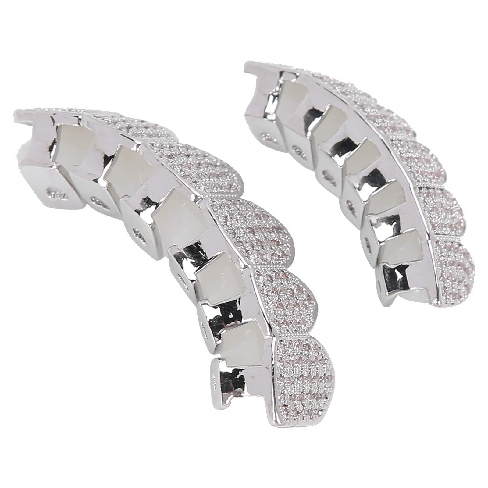 Niềng răng, răng, răng nanh kim cương microset, trang trí răng hip hop trang trí bằng đồng được làm lạnh.