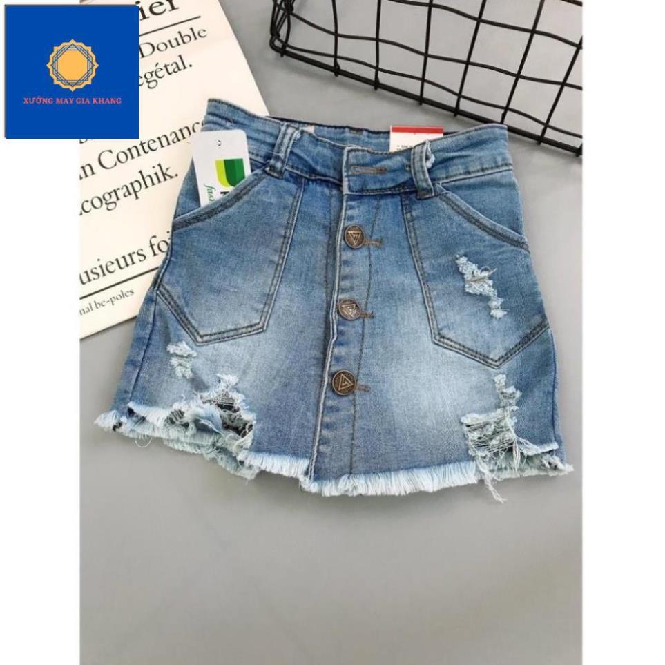 MS: 200558 - Váy quần jean ngắn co giãn nhẹ cho bé gái sành điệu - Xưởng may Gia Khang