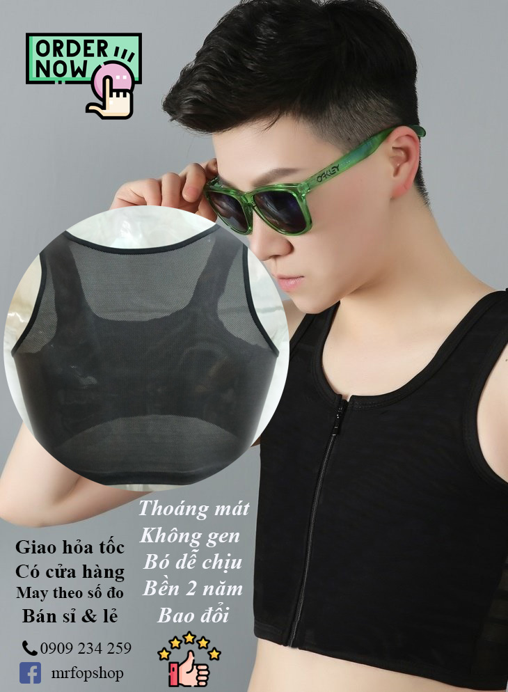 Áo nịt ngực vải lưới dây kéo giữa - Không gen A7 Tom Trans
