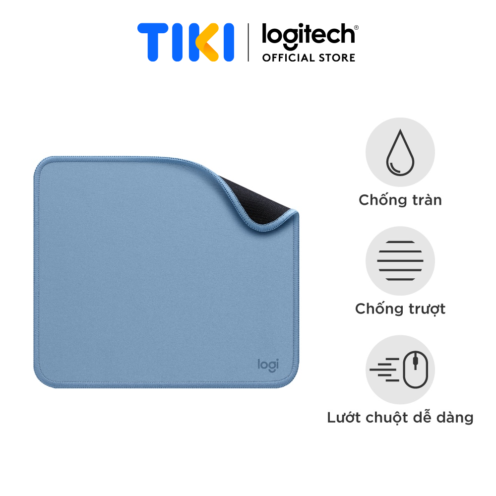 Lót chuột Logitech Mouse Pad - Đế cao su chống trượt, lướt dễ dàng, bề mặt chống đổ tràn, bền bỉ, nhỏ gọn - Hàng chính hãng - Màu