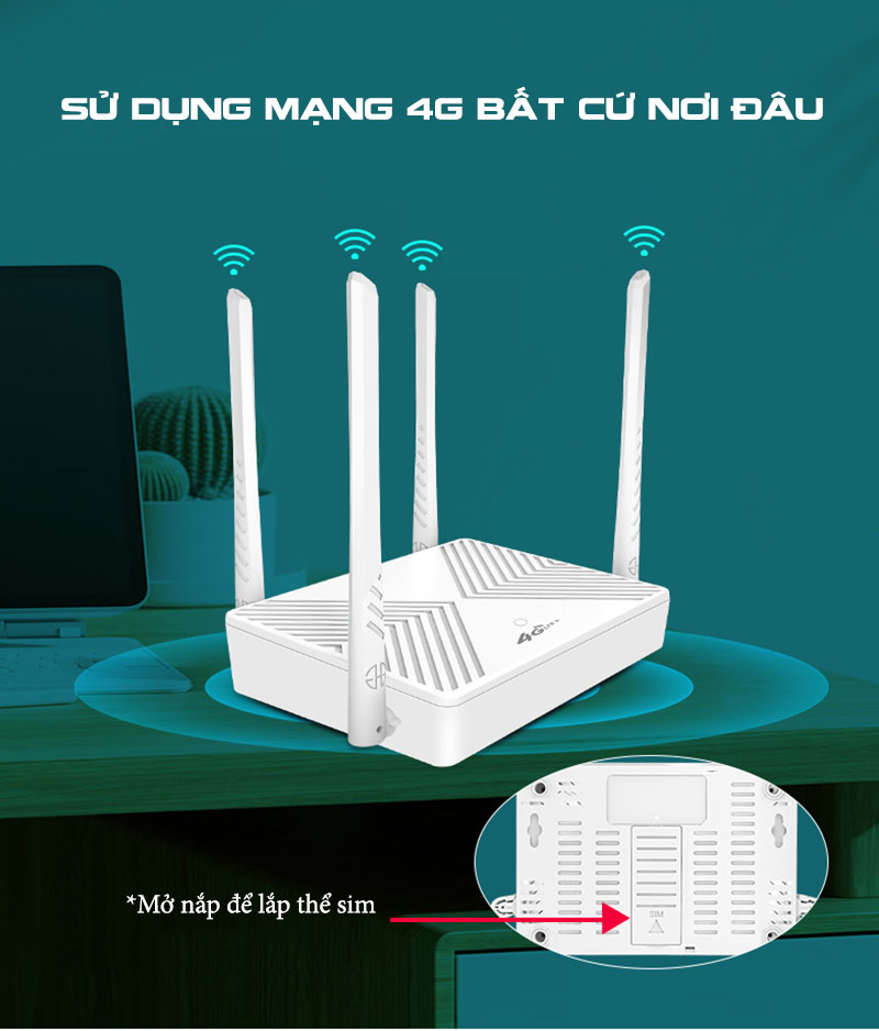 Bộ Phát Wifi 4G CPE R610 Tốc độ 300Mbps 4 ĂngTen Ngoài, Pin 5000mAh, Cổng Type C Kết Nối Qua Máy Tính Hàng Nhập Khẩu