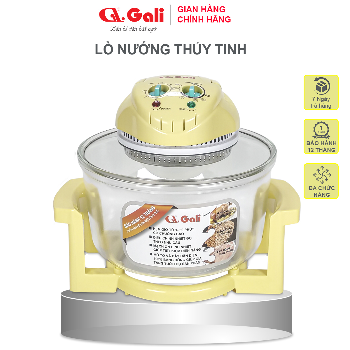 Lò nướng thủy tinh đa năng Gali GL-1110 17 lít 1300w, hàng chính hãng bảo hành 24 tháng, tặng kèm 10 phụ kiện tiện lợi.