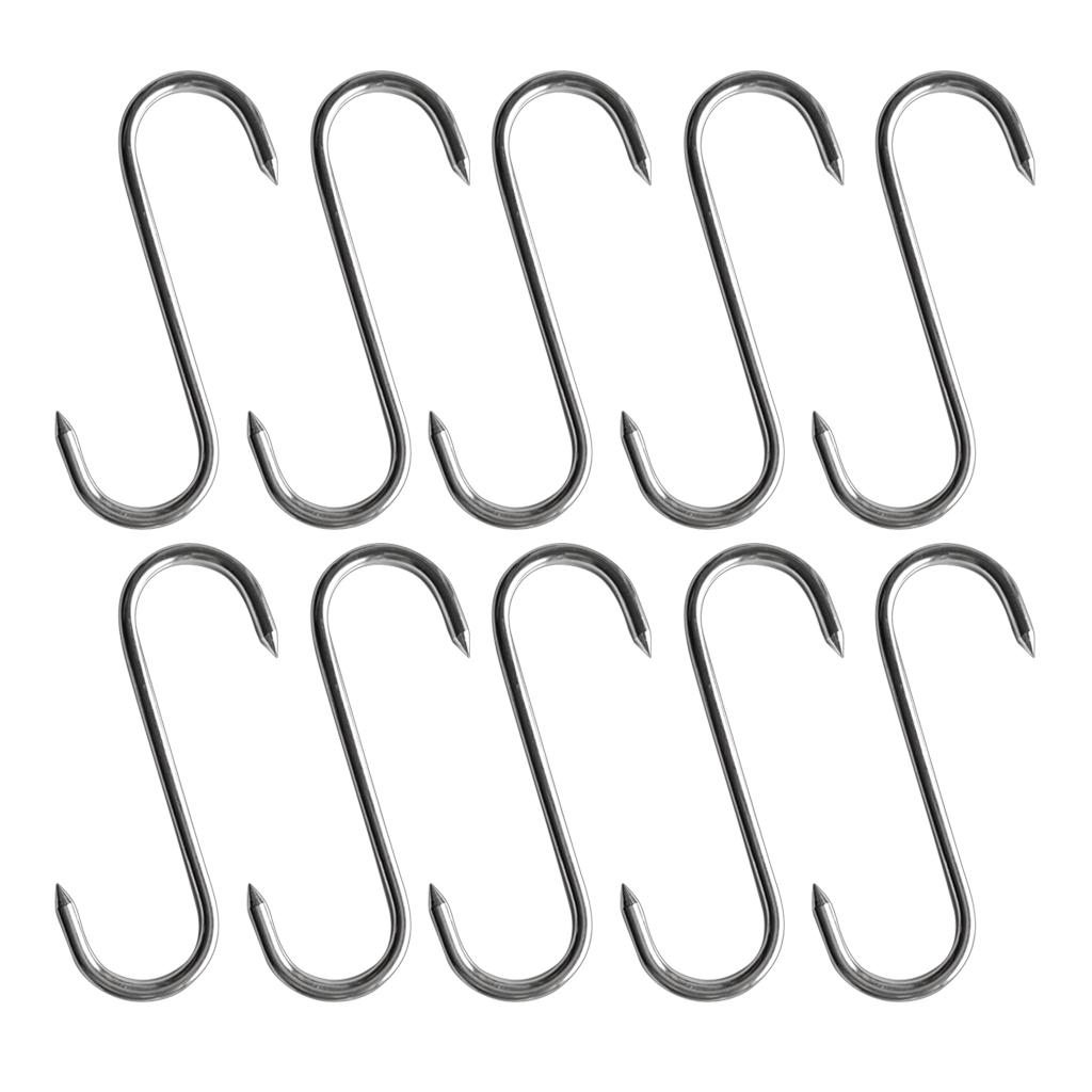 10 Pcs S Shaped Stainless Steel Hooks Pan Pot Meat Hanger Organizer