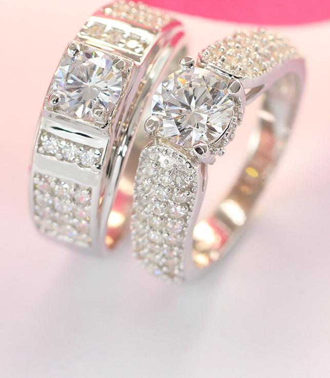 Nhẫn đôi bạc nhẫn cặp bạc đẹp đính đá tinh tế ND0269 - Trang Sức TNJ