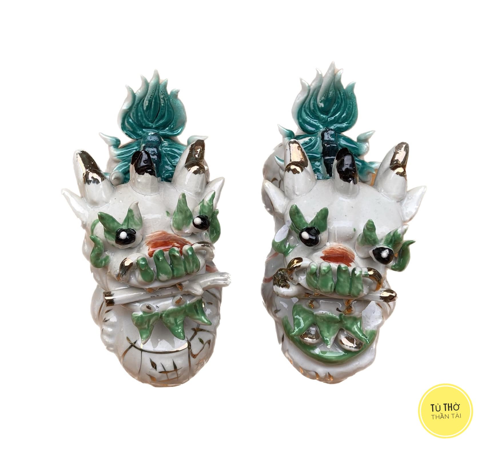 Cặp Kỳ Lân gốm sứ - Tượng phong thuỷ may mắn tài lộc