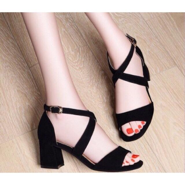 Giày sandal cao gót quai ngang chéo cổ GXX