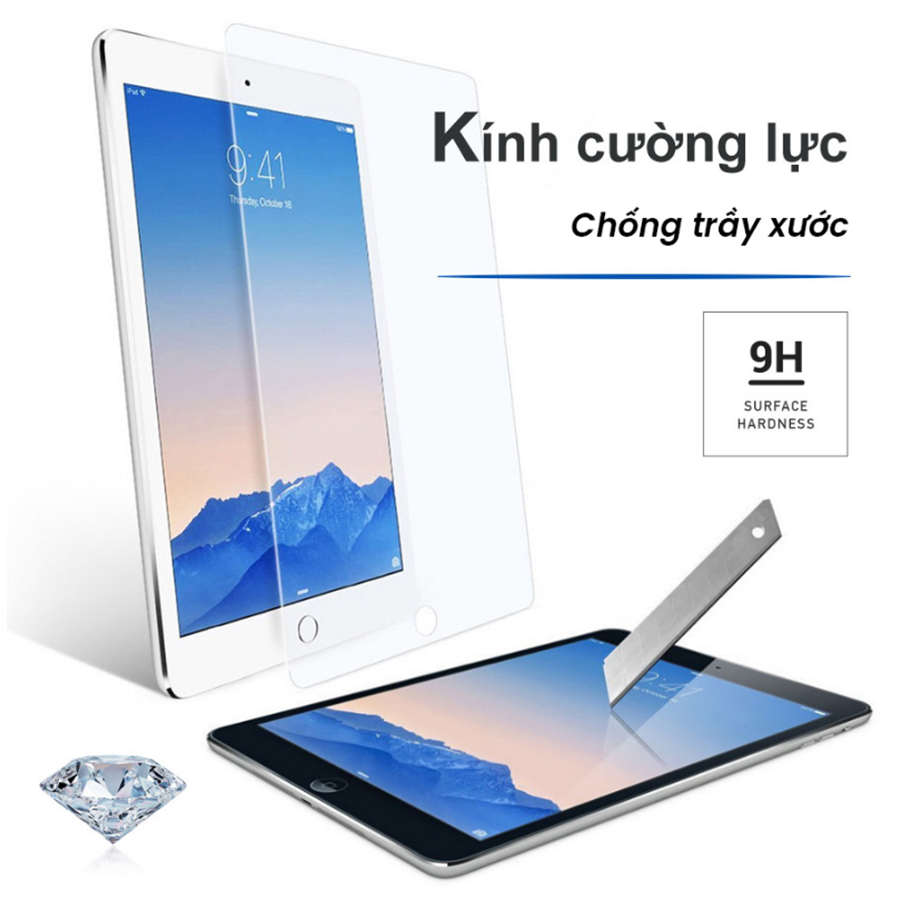 Kính Cường Lực 9H Cao Cấp Dành Cho iPad Mini 1/2/3/4/5/6 - Gen 2/3/4/5/6/7/8/9 - Air 1/2/3/4/5 - Pro 10.5/11/12.9