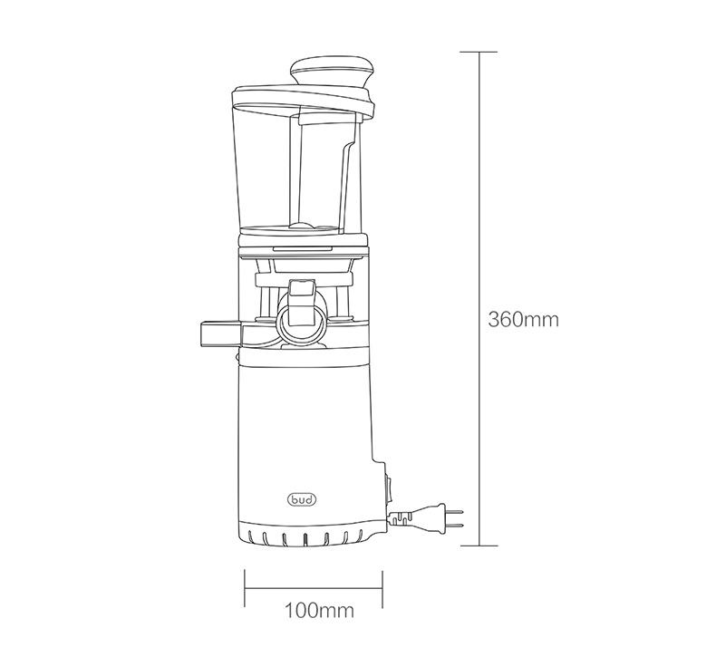 Máy Ép Chậm trái cây mini BUD BJ08 cơ chế hai kênh, tách rời bã cặn riêng biệt, tốc độ 60 vòng/phút