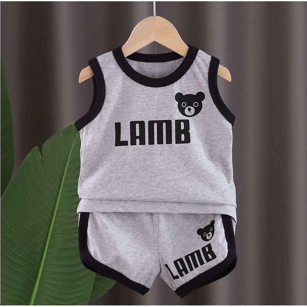 Bộ Ba Lỗ Bé Trai Hình Gấu Chất Cotton Cực Mát Cho Bé - Sumo Kids