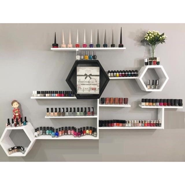 Bộ Kệ Nail Treo Tường Siêu Đẹp - Gỗ Cao Cấp. Kệ gỗ Nail treo tường trang trí