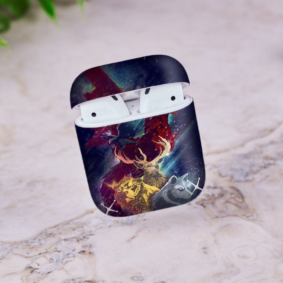 Miếng dán skin chống bẩn cho tai nghe AirPods in hình Game Of Throne - 005 (bản không dây 1 và 2)