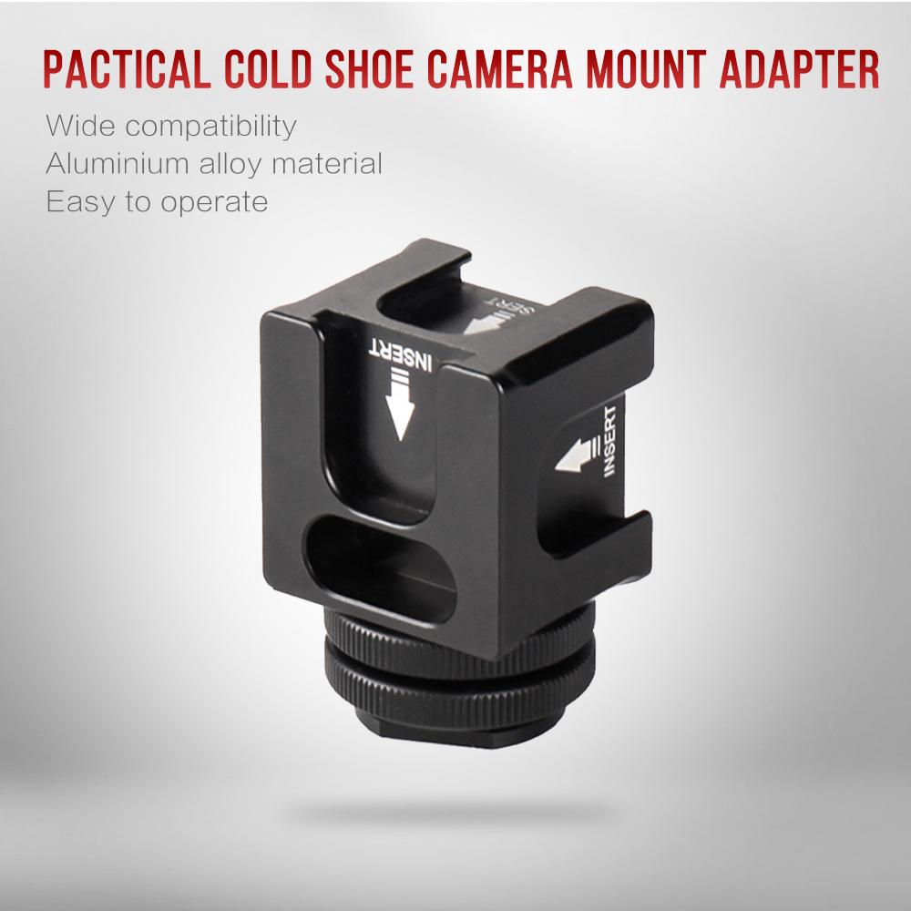 Universal Aluminium Alloy Cold Shoe Camera Mount Adapter with 4 Cold Shoe Mount 1/4 Inch Screw Mount for Microphone LED