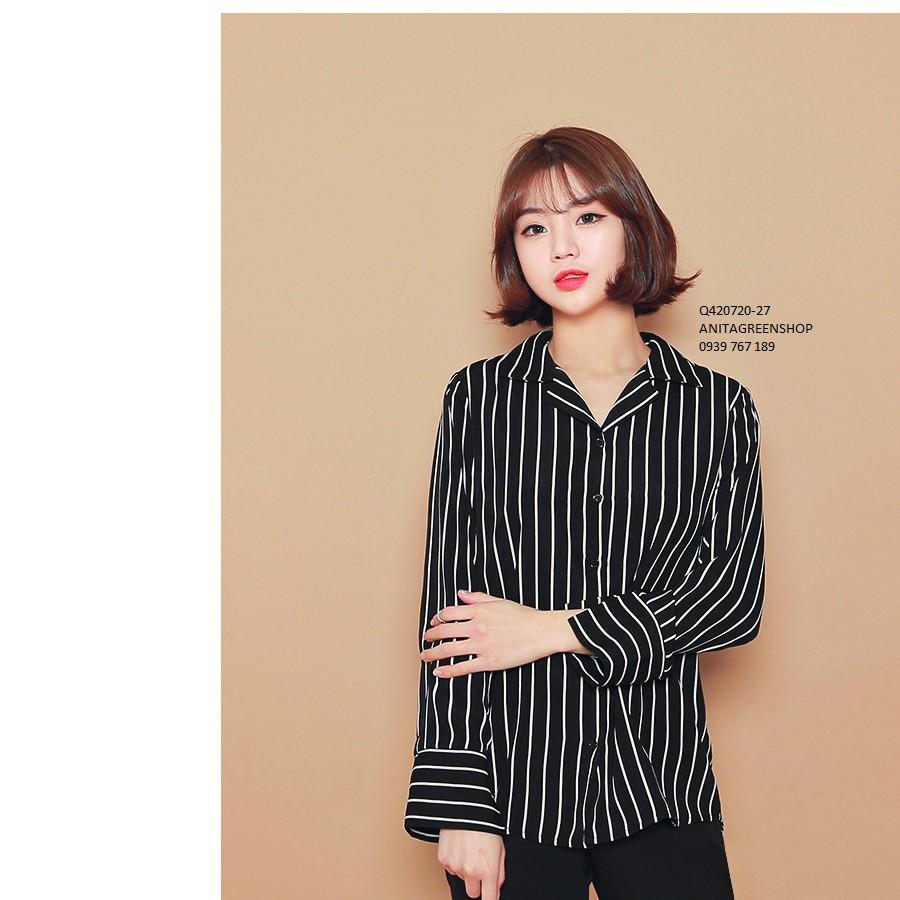 Q420720 ÁO SƠ MI SỌC DÀI TAY