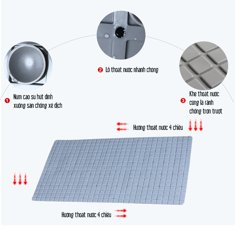 Thảm PVC Lót Sàn Nhà Tắm, chỗ chậu rửa bát nhà bếp Chống Trơn Trượt - loại mới MS11- nhiều màu