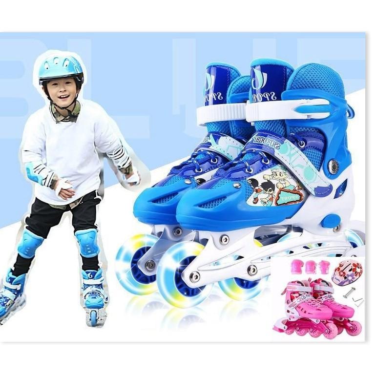 Giày trượt Patin bánh có đèn flash, tặng kèm bảo hộ đầu gối và tay, thuộc bộ sp Giày trượt patin, Ván trượt siêu đẳng, X
