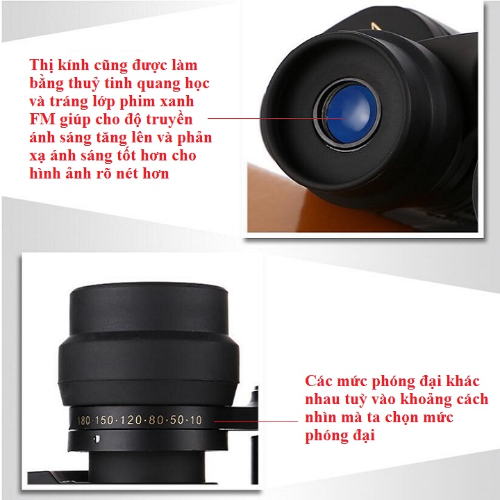 Ống nhòm du lịch hai mắt 10-180X cao cấp