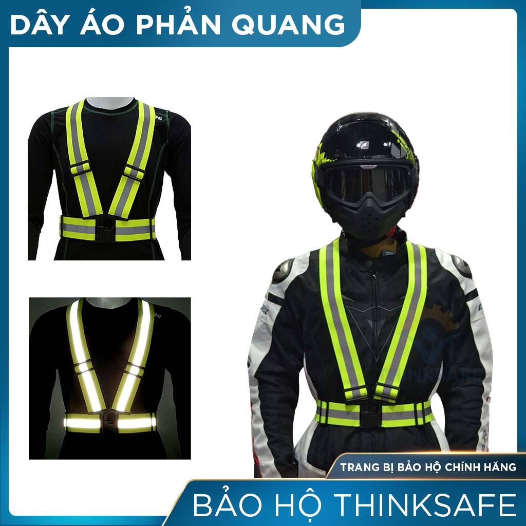 Dây đai phản quang bảo hộ Thinksafe, áo dây phản quang nam nữ đi phượt, đi xe máy, đi xe đạp, áo dây thun phản quang co giãn, bắt sáng tốt dễ nhìn thấy từ xa, chuyên dùng lao động và đi đường ban đêm