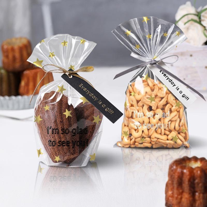 Túi Đựng Bánh Quy Cookies Bánh Madeleines Trong Suốt Dạng Đứng SET 50 TÚI HOA VĂN - P10035