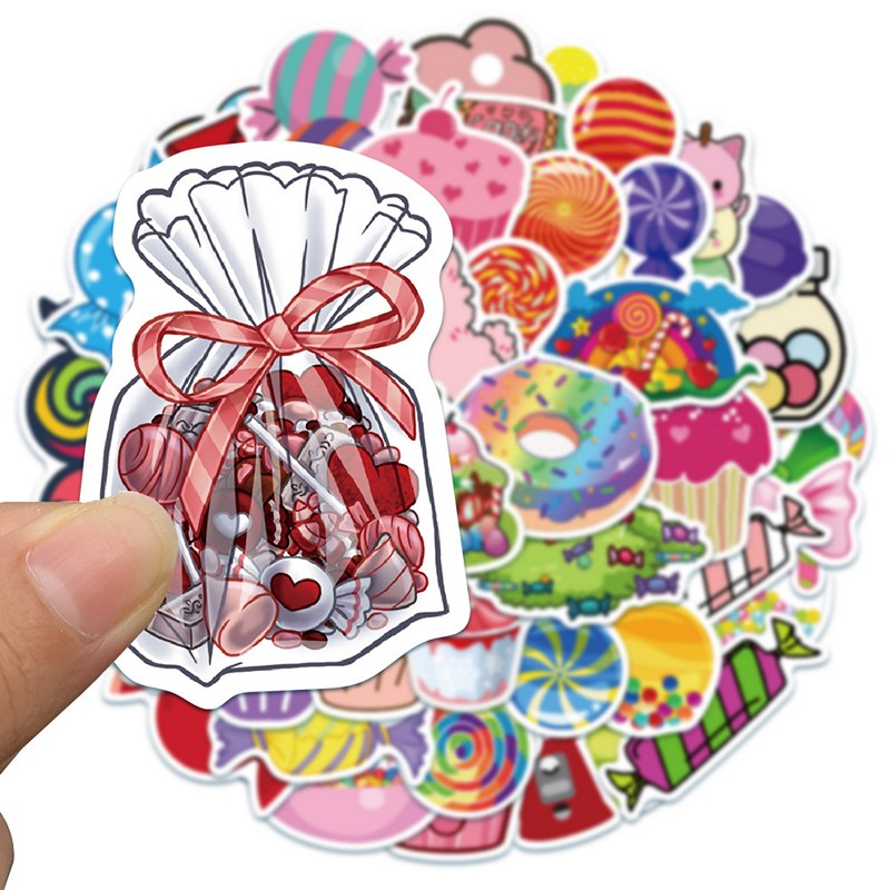 Sticker 50 miếng hình dán Candy World