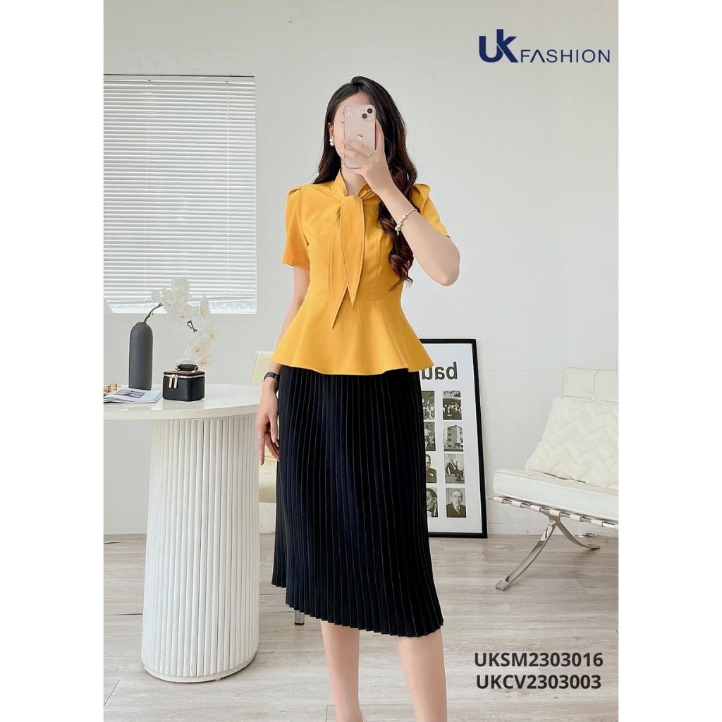 Áo Sơ Mi Nữ NK Fashion Thiết Kế Eo Xòe Kết Hợp Nơ Điệu Chất Vải Nhập Hàn Cao Cấp UKSM2303016