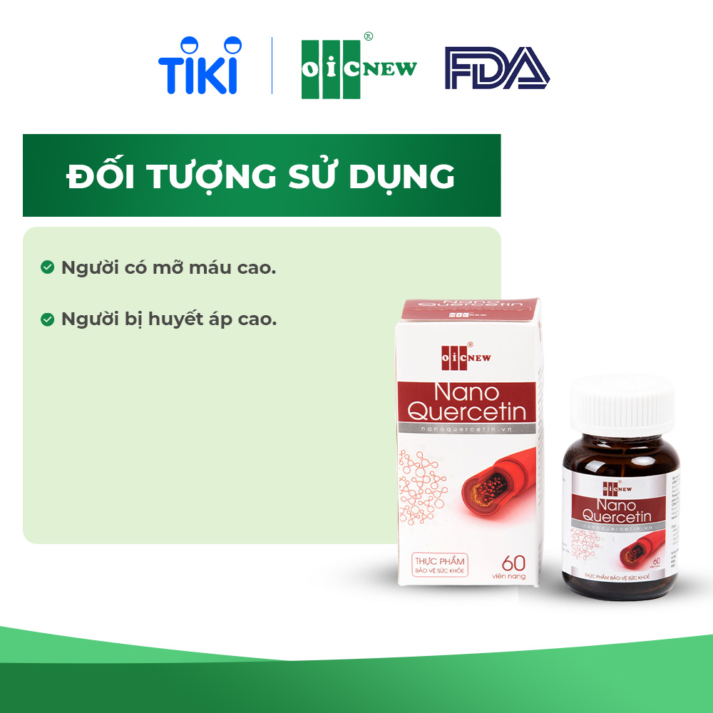 Viên Uống Nano Quercetin OIC New Tinh Chất Sắc Tố Hoa Hòe Điều Hòa Huyết Áp và Mỡ Máu Lọ 60 Viên