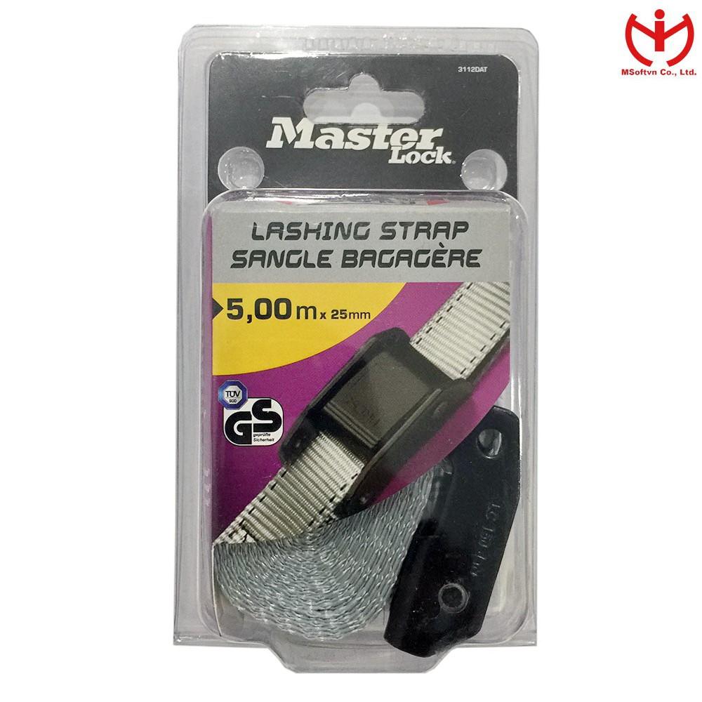 Dây đai ràng vali hành lý Master Lock 3112 DAT màu xám dài 5m rộng 25mm