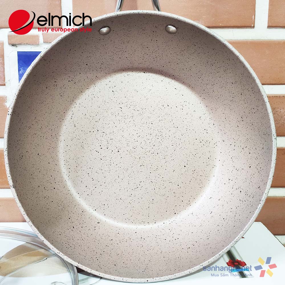 Chảo vân đá chống dính cao cấp Elmich EDA-025 đày từ vung kính size 28cm