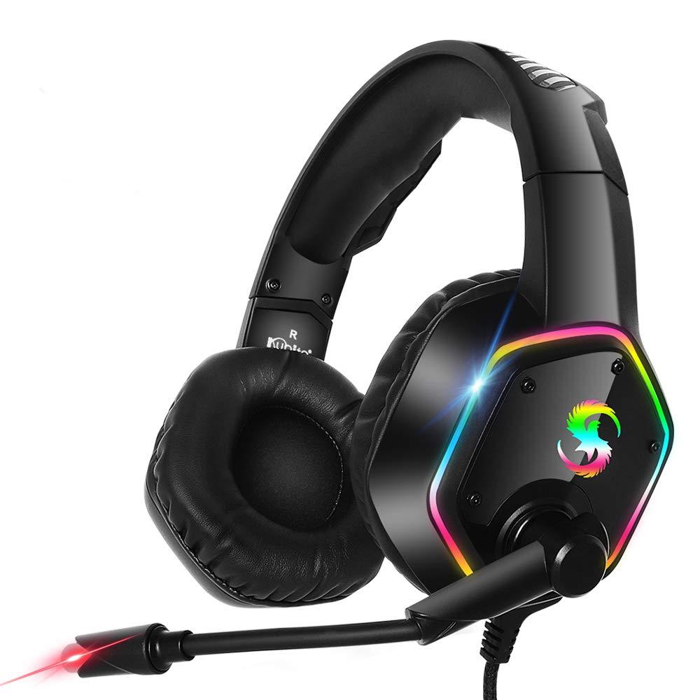 Hình ảnh Tai nghe chơi game KUBITE K-15 3.5mm + USB Cắm tai nghe ngoài tai với đèn RGB có thể điều chỉnh âm lượng micrô